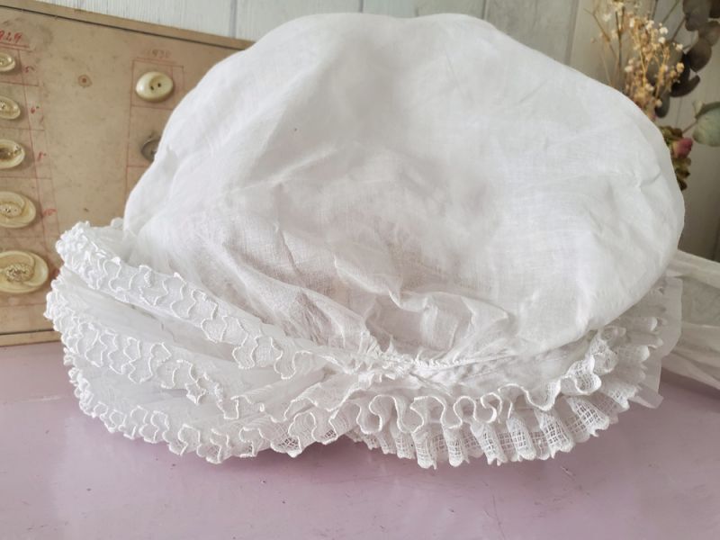 フランスアンティーク ボネ ムースリン