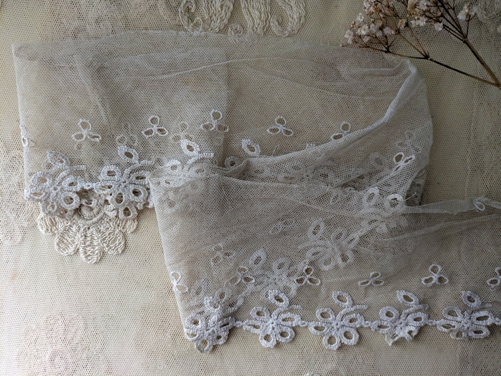 フランスアンティーク 幅広 チュールレース 90cm
