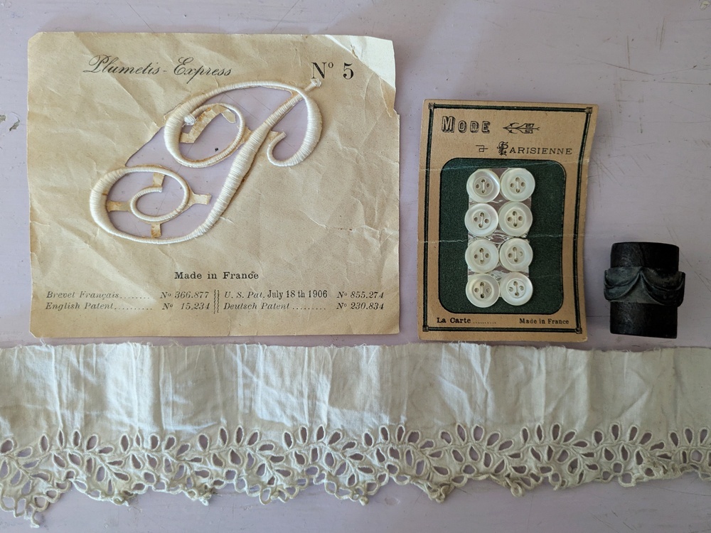 フランスアンティーク 刺繍メルスリーセット