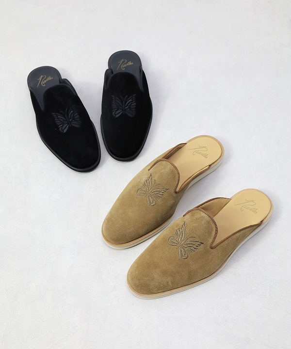 Needles /ニードルズ Papillon Emb. Slip - In - Suede（全2色）
