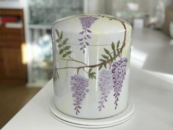 藤の花 オーダー 手描き 骨壺 | 【本庄市】ポーセラーツとはちょっと