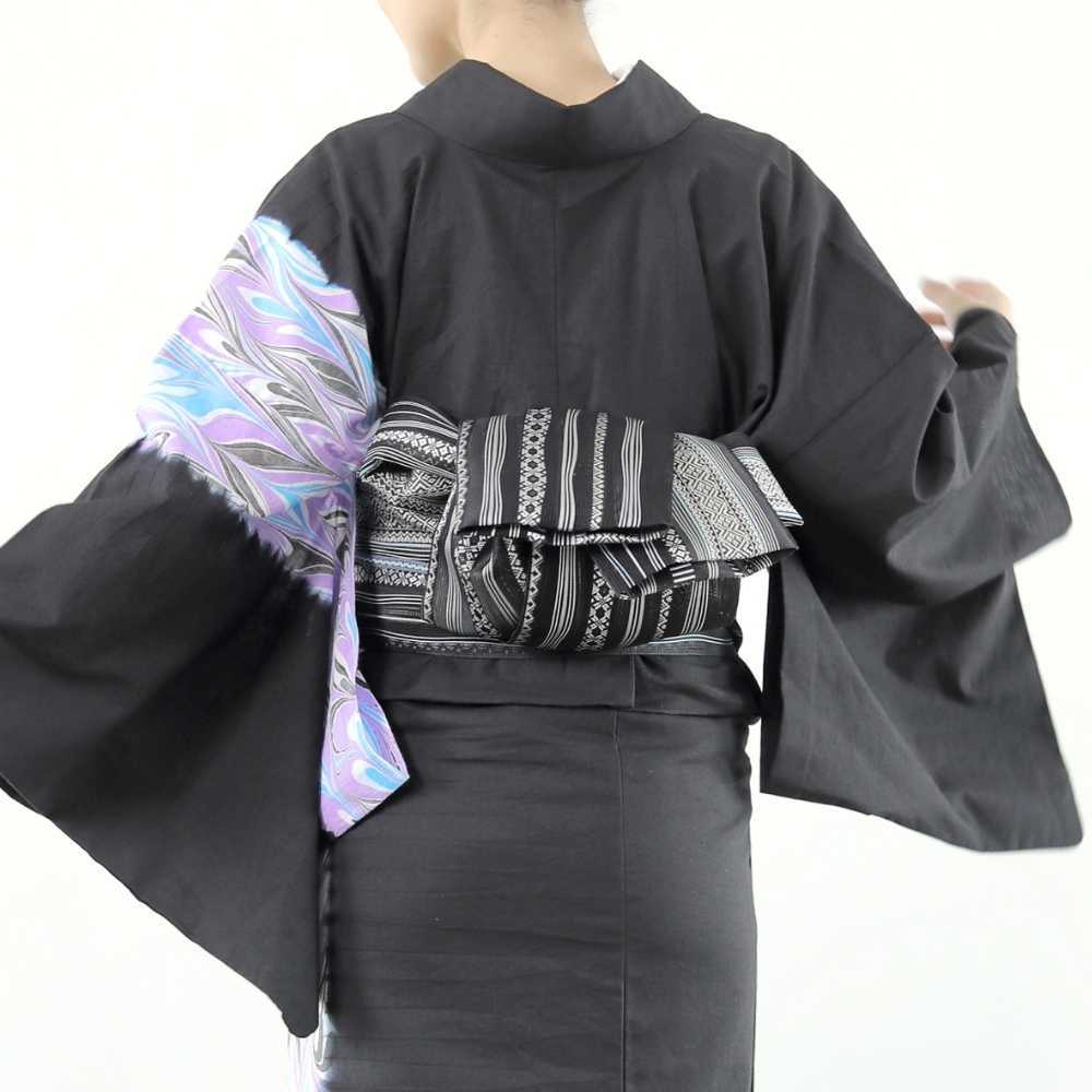 59kimono｜黒木織物｜紗半幅帯「夜風」 | 普段着きものもたはん