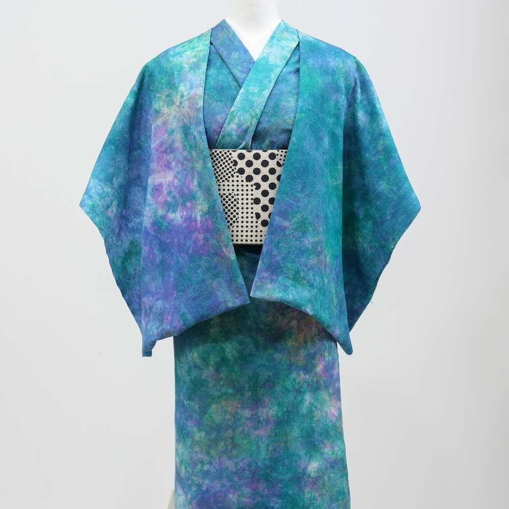 洗える木綿着物｜彩睡蓮シリーズ「翡翠の池」綿100％｜ひでや工房