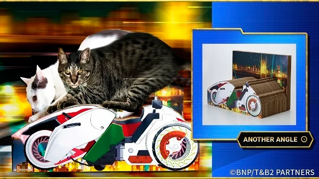 ワイルドタイガーのバイク「ダブルチェイサー」が猫のつめとぎになって