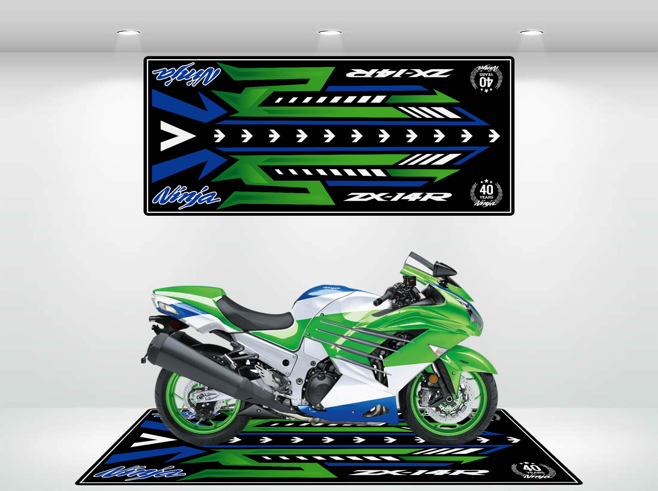 Motorcycle Mat for Ninja ZX-14R 40th Anniversary