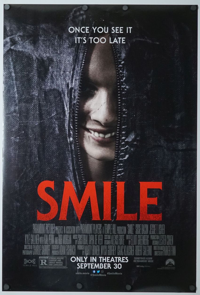 Smile - original DS movie poster - 27x40 D/S Creepy Horror - 2022