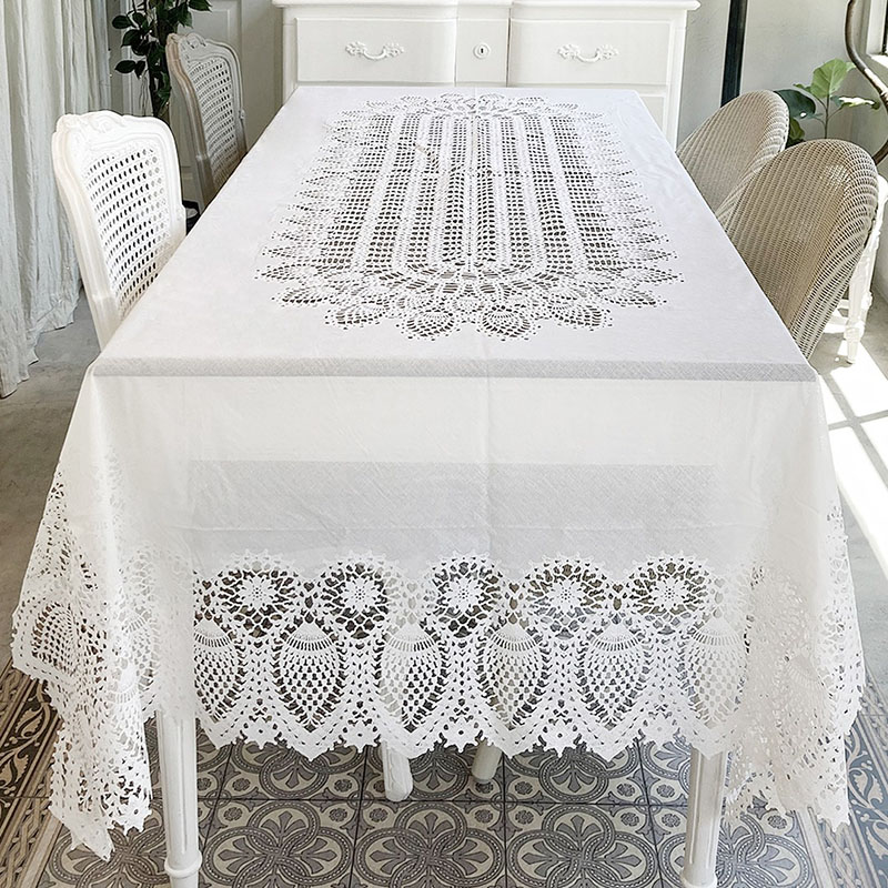 レース調テーブルクロス ホワイト 150x264cm|インテリアショップ