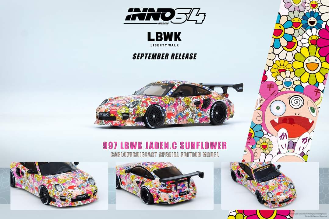 INNO Models 1:64 Porsche 997 Liberty Walk in Sunflower – Model