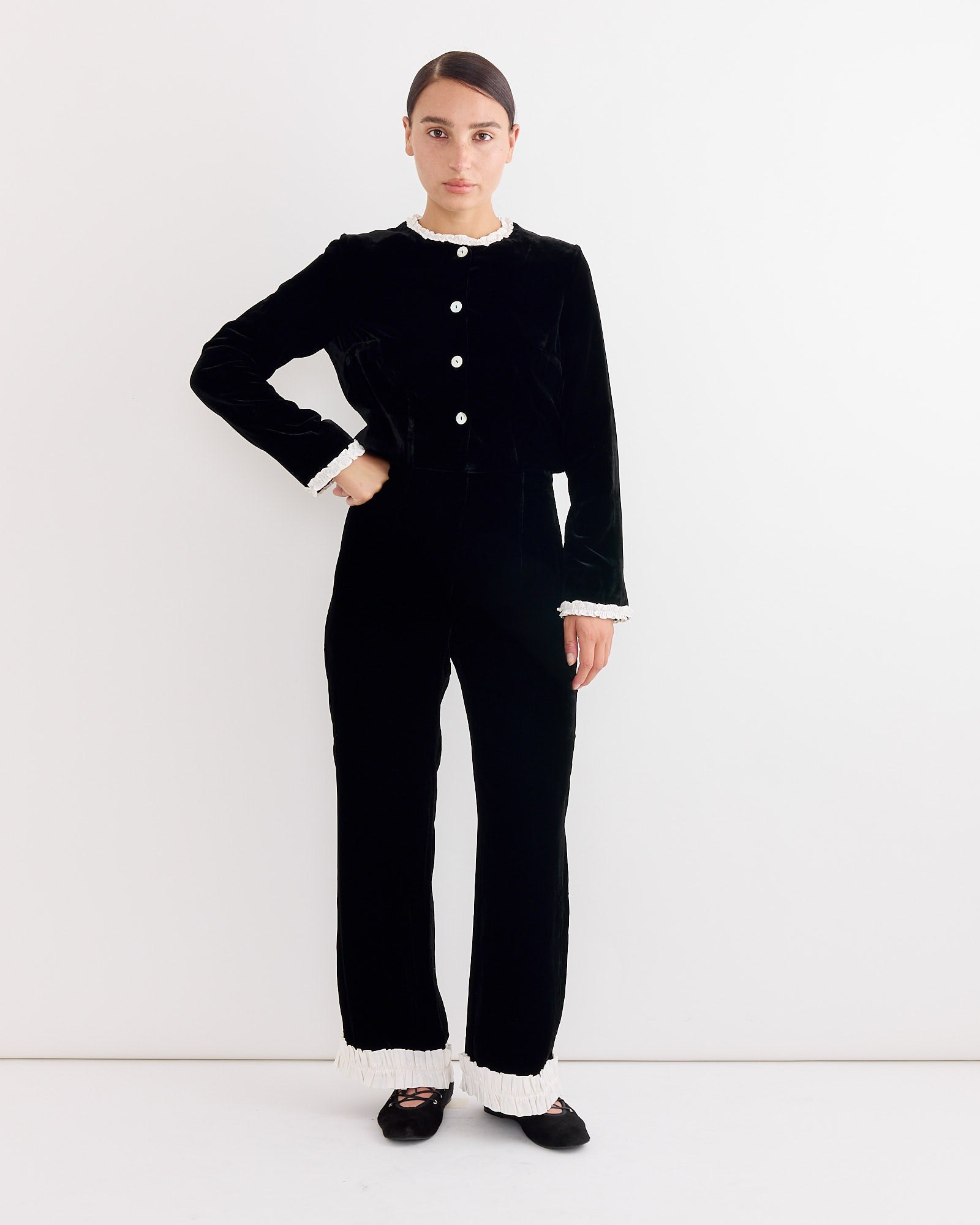 Madeleine Jacket in Black/Ivory