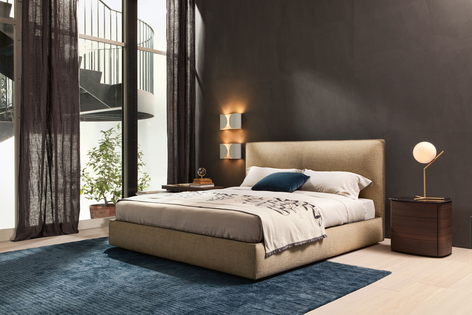 Semi-round modern wood bedside tables - 4040 - Molteni&C