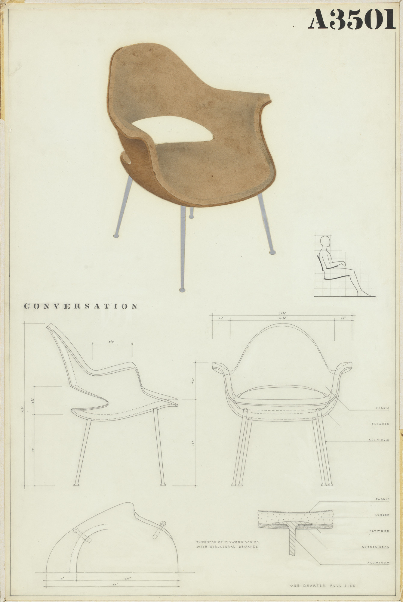 Charles Eames, Eero Saarinen. Low-Back Armchair (Entry Panel for