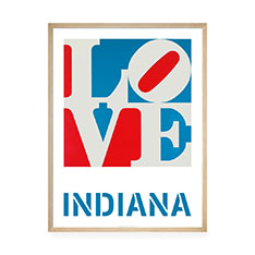 ロバート・インディアナ：LOVE ホワイト ／ ブルー フレーム付ポスター