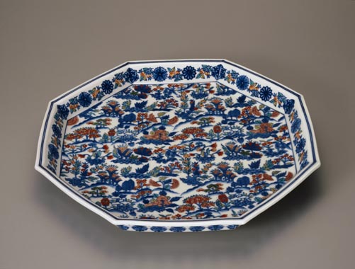 色鍋島更紗文八角大皿 - 国立工芸館