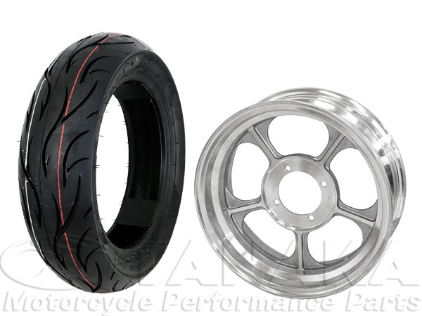 1557w-4.0Jモンキー用12インチアルミキャストホイール＆DUROタイヤ130