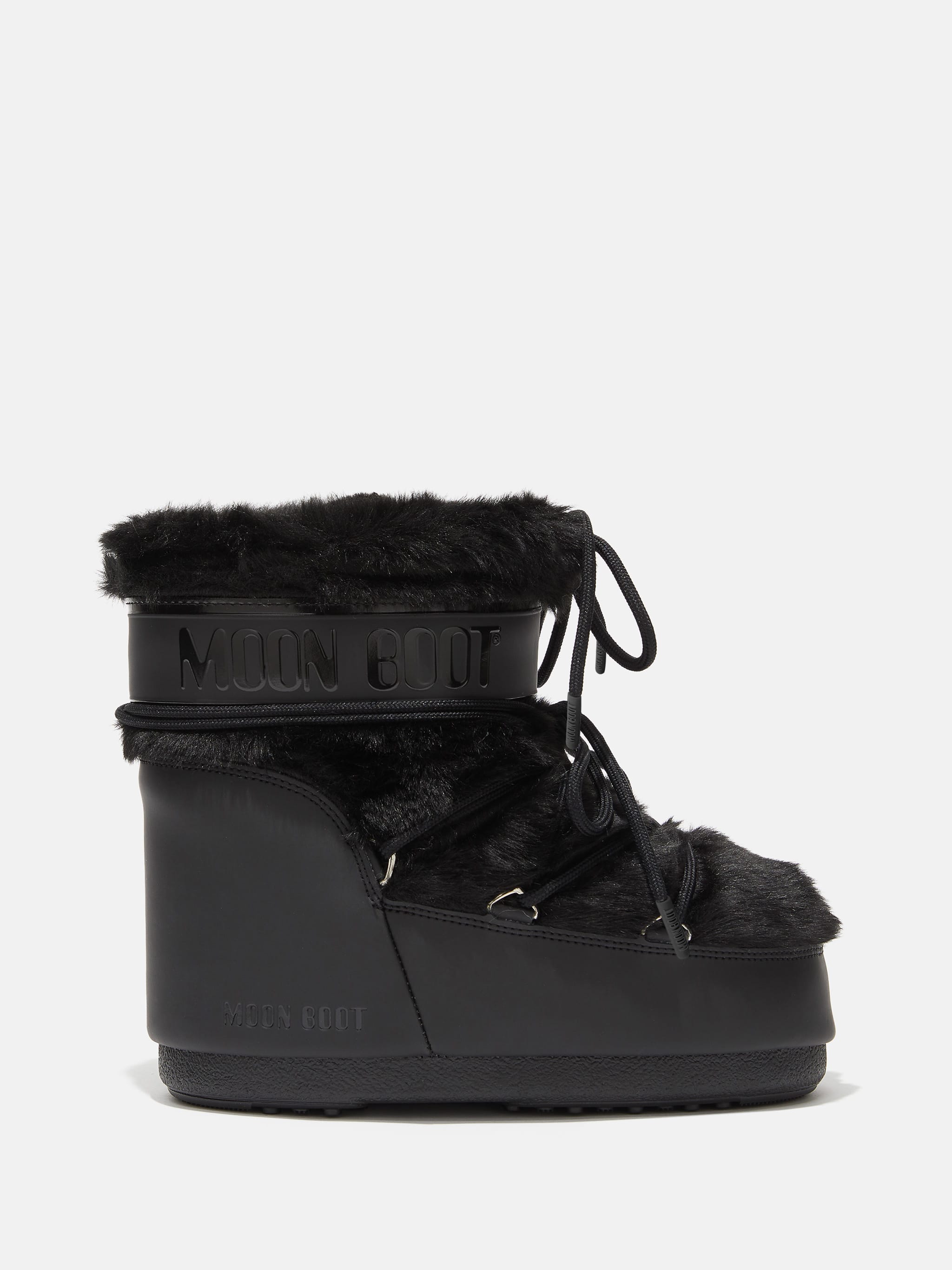 ICON LOW BLACK FAUX-FUR BOOTS | Moon Boot®