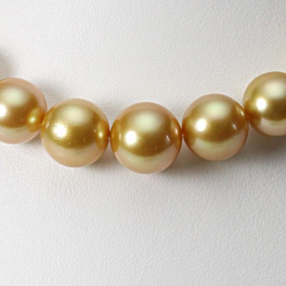 12 - 14mm 白蝶真珠（ゴールド系）ネックレス | Moon Label - 大月真珠