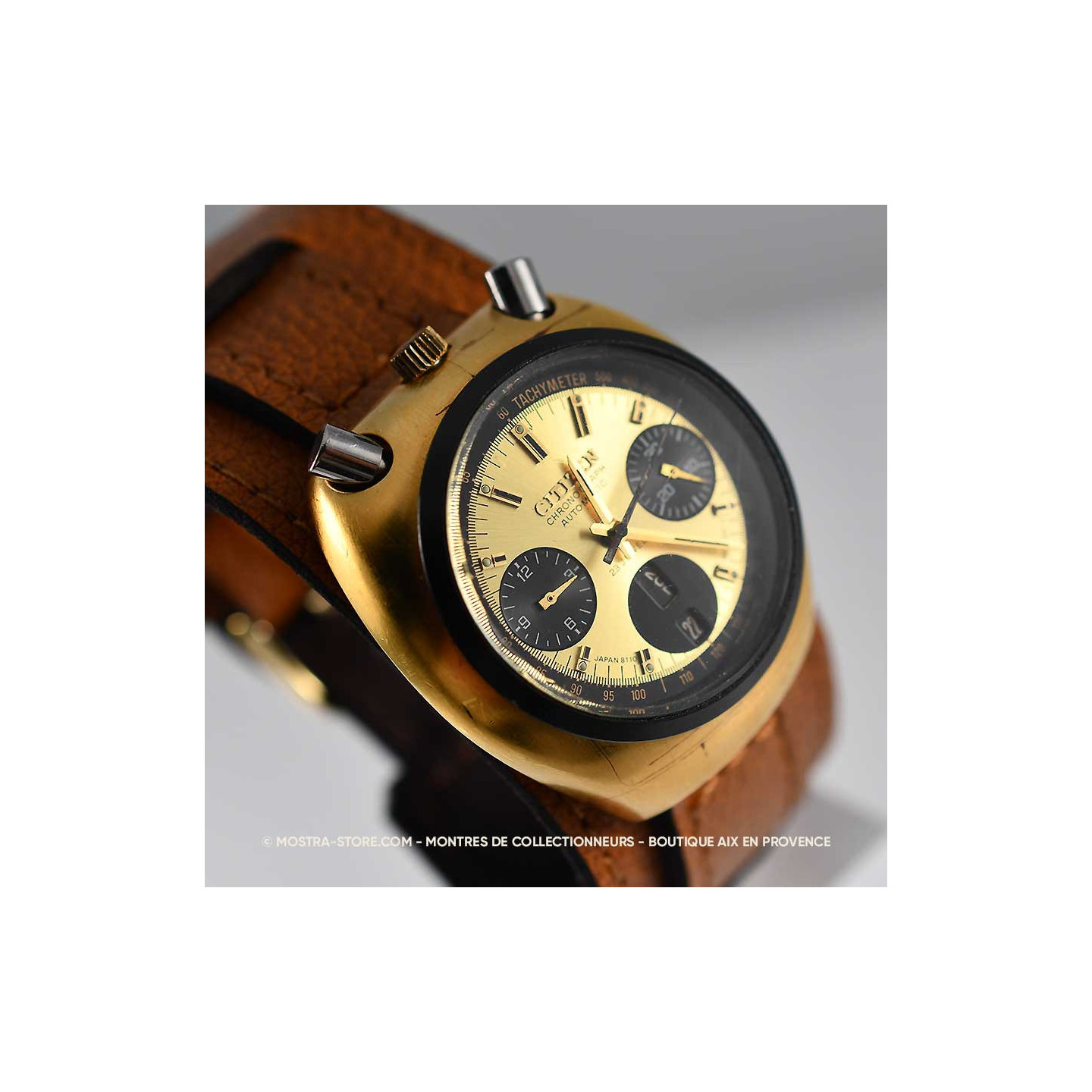 Pre-owned Citizen Bull Head 8110 Brad Pitt watch panda gold fly