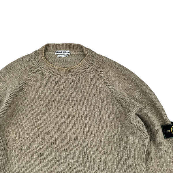 Stone Island 1997 Beige Chenille Knit Vintage Crewneck Jumper