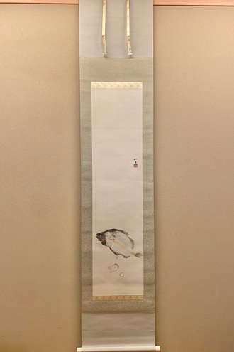 富士山 日本画 掛軸 40年位前ふじもとあおい 富士山 日本画 掛軸 40年