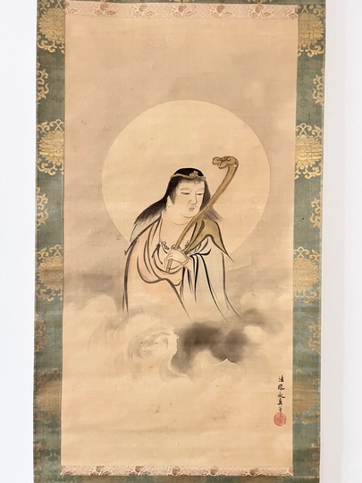 狩野安信 中菩薩 左右牡丹唐獅子｜古美術・掛け軸の販売・買取・鑑定