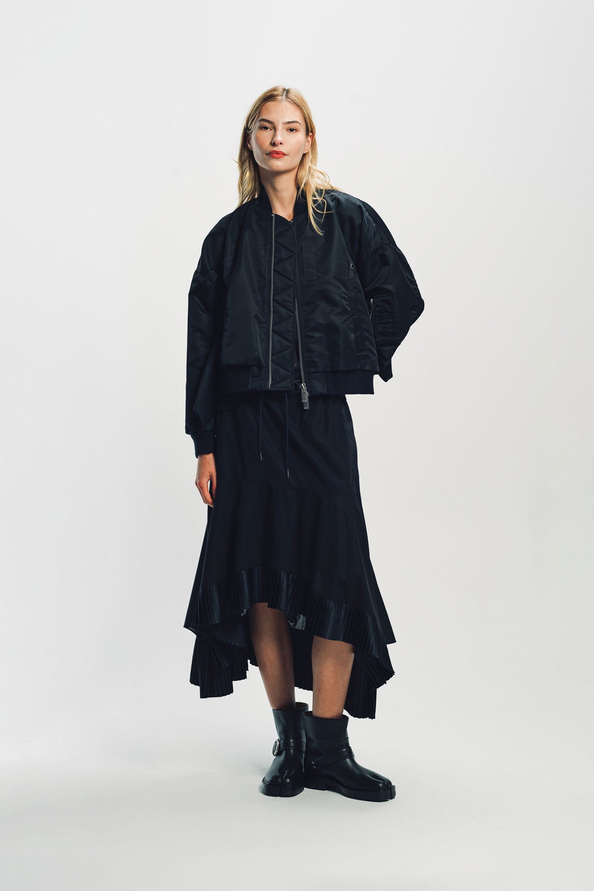 SACAI | NYLON TWILL KNIT BLOUSON