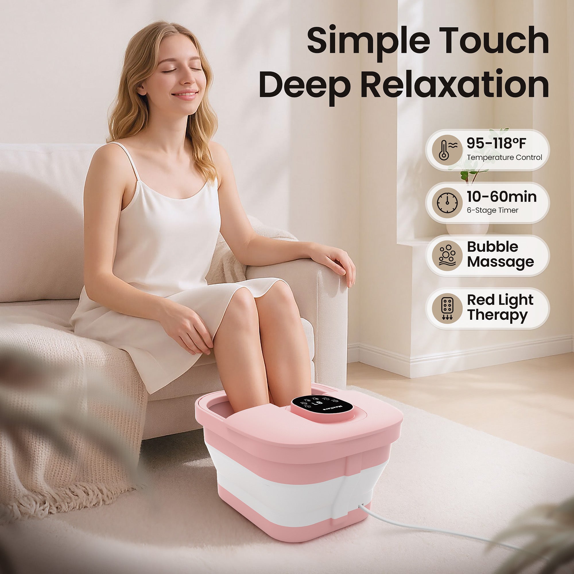MaxKare Collapsible Foot Spa with Massager and Heat, Foot Spa