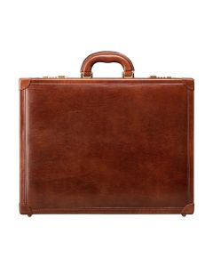 Strada メンズ 拡張可能なレザー アタッシェ ケース - Maxwell-Scott {c}