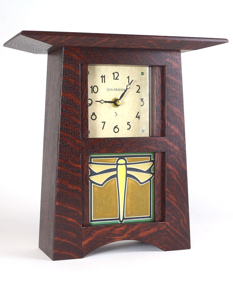 Craftsman Motawi Dragonfly Green Tile Mantel Clock | Maclin Studio