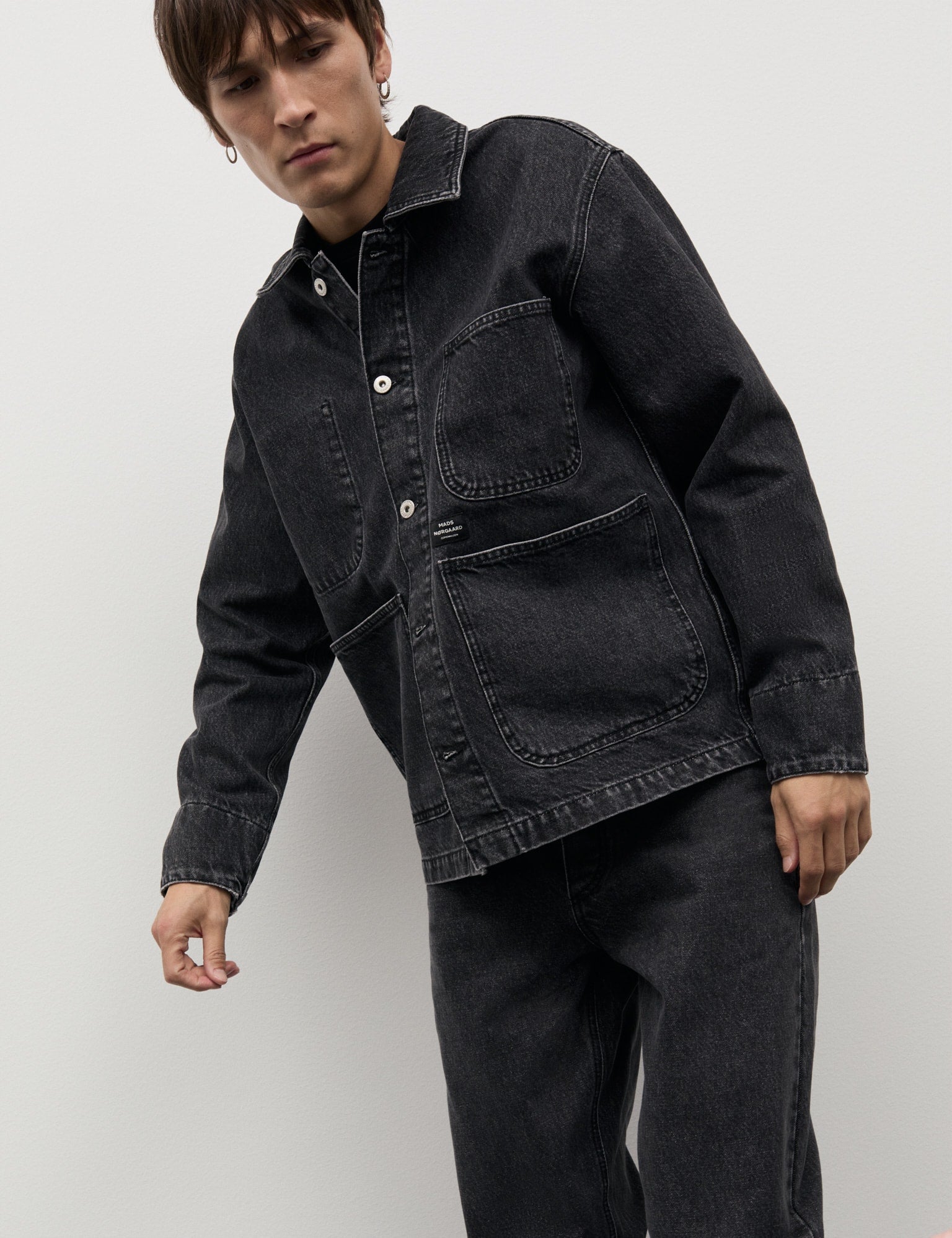 Arizona Black Denim Chore Jacket, Black Grey Stone Wash – MADS