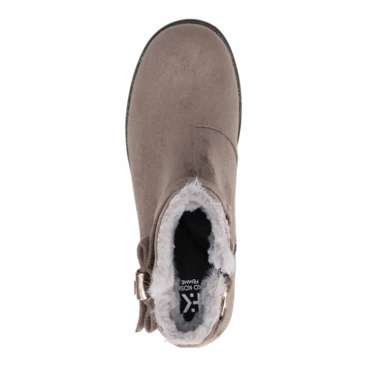 撥水加工】HIROKO KOSHINO FEMME ファー付き スエード調ショートブーツ