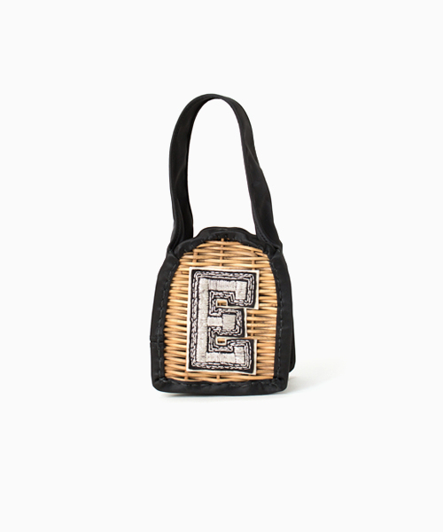 お買い物バッグEワッペン BLACK(サテン) - MADRIGAL（マドリガル）