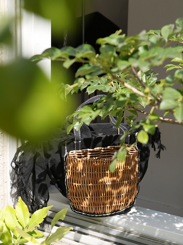 ebagos キャンバス・カゴポケット付トート (ポケットオーバル)防水