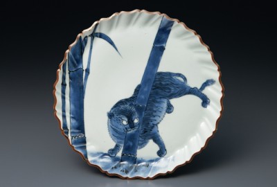 古九谷染付竹虎文輪花皿 | 商品詳細 東洋古陶磁の前坂晴天堂