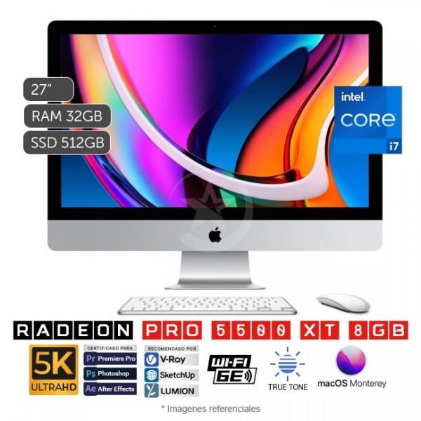 PC Todo en Uno Apple iMac 27 5K, Intel Core i7-10700K, AMD Radeon