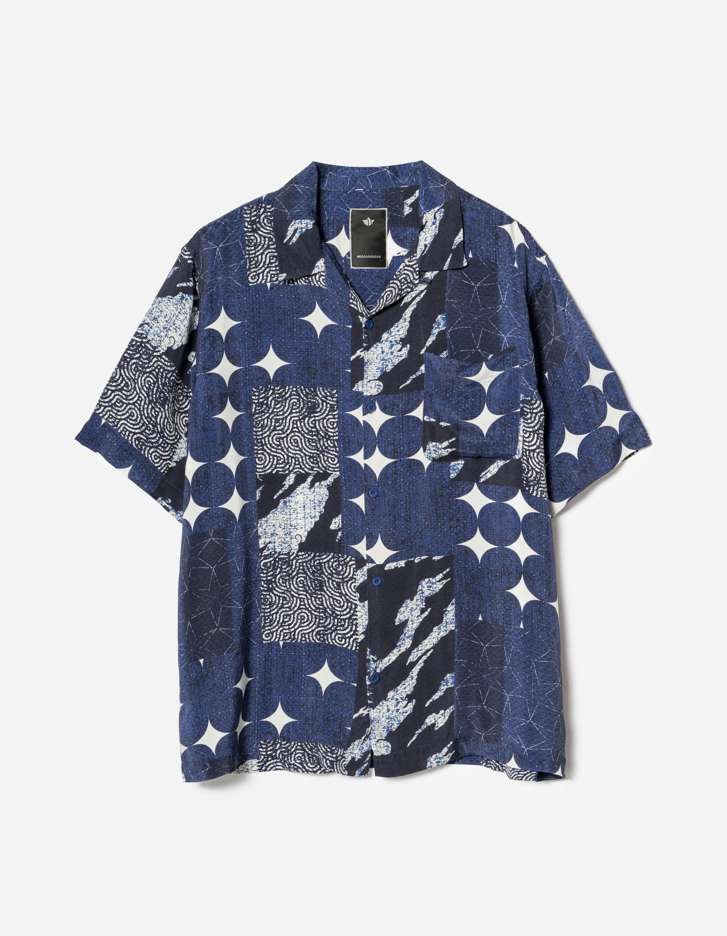 1529 Sashiko Patchwork Summer Shirt Navy/Ecru – Maharishi