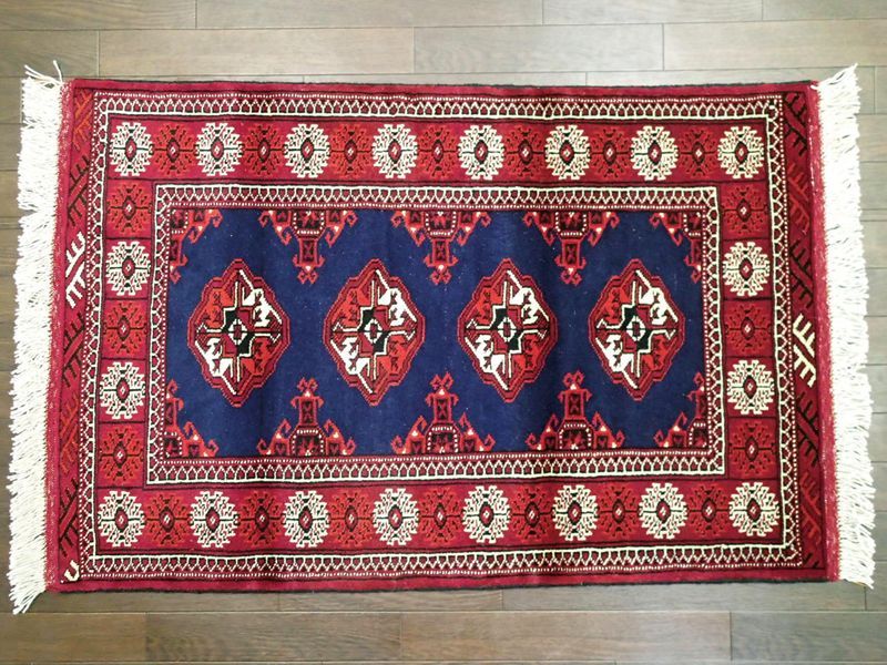 新品 トルクメン ペルシャ 絨毯 1.2m アクセント サイズ 123 x 78 cm