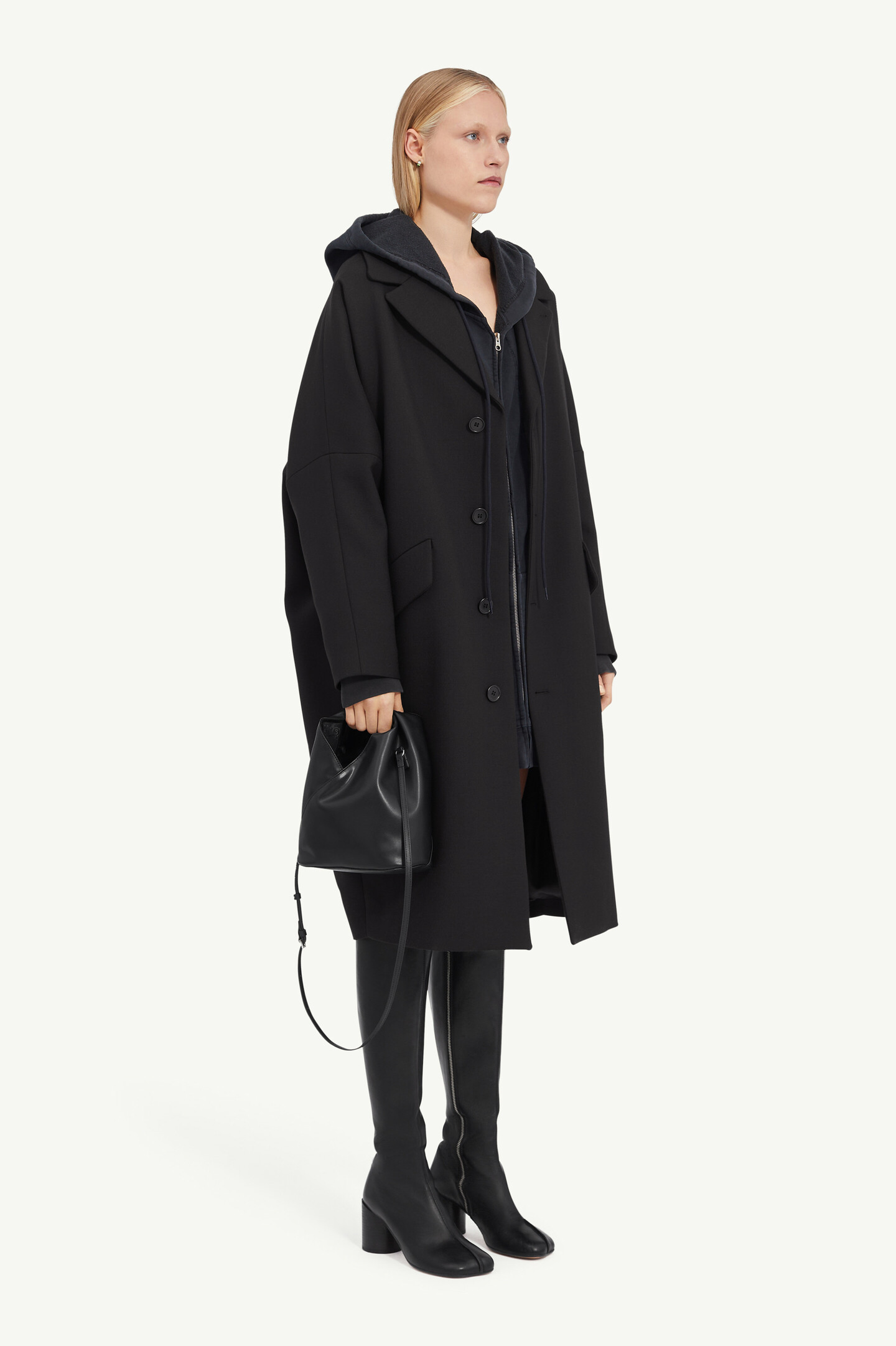 Black Wool Mid-weight Coat | Maison Margiela