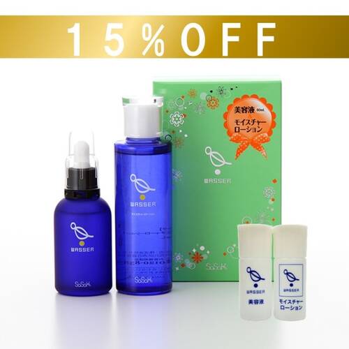 WASSER モイスチャーローション、美容液&美容洗顔石鹸セット WASSER