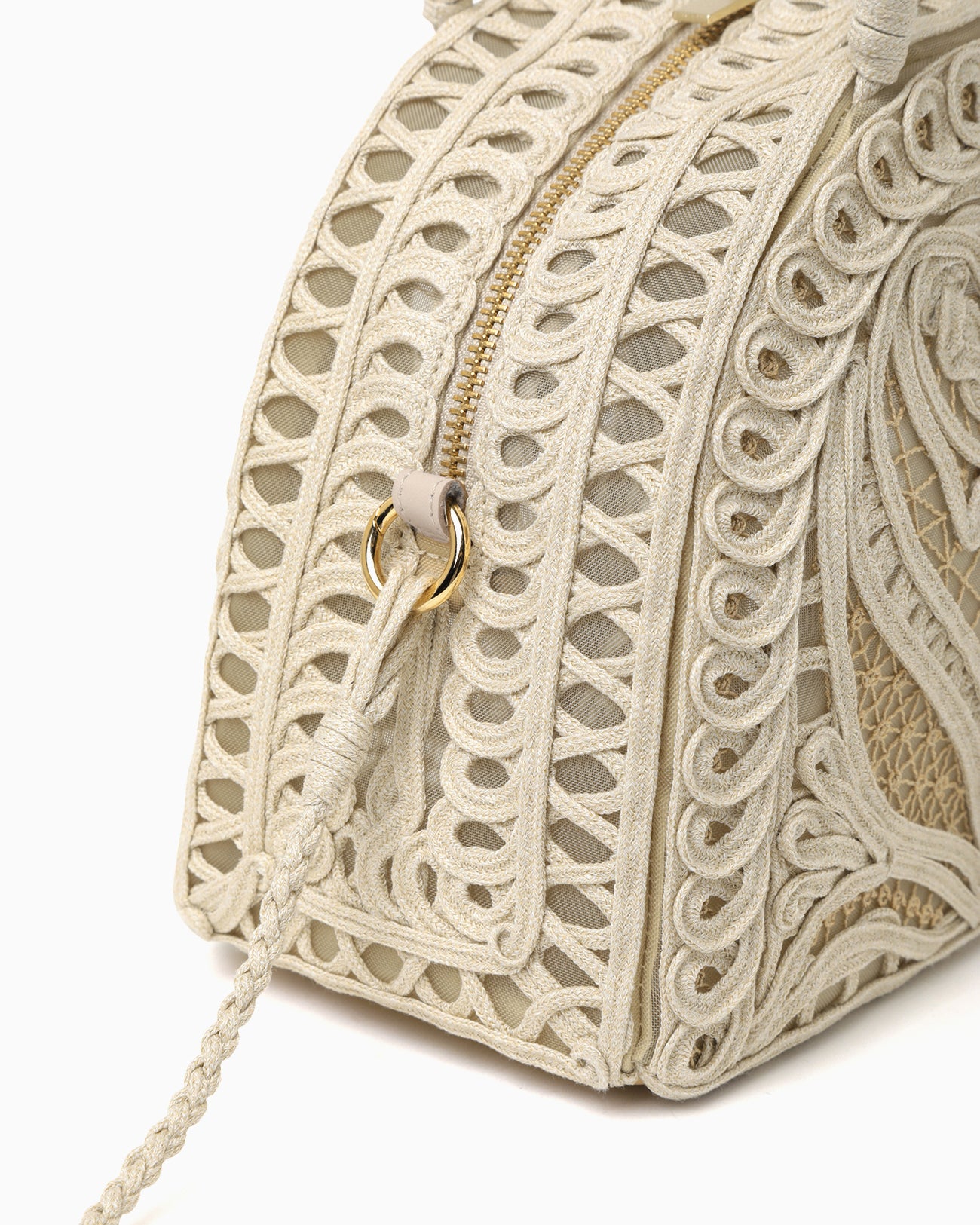 Cording Embroidery Demi Lune Handbag - beige - Mame Kurogouchi