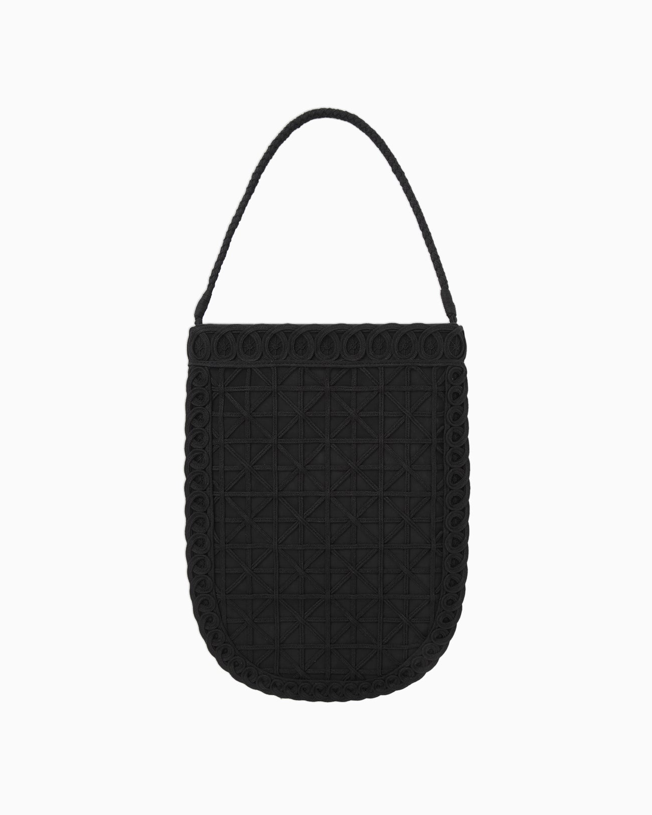 Cording Embroidery Round Tote Bag - black - Mame Kurogouchi