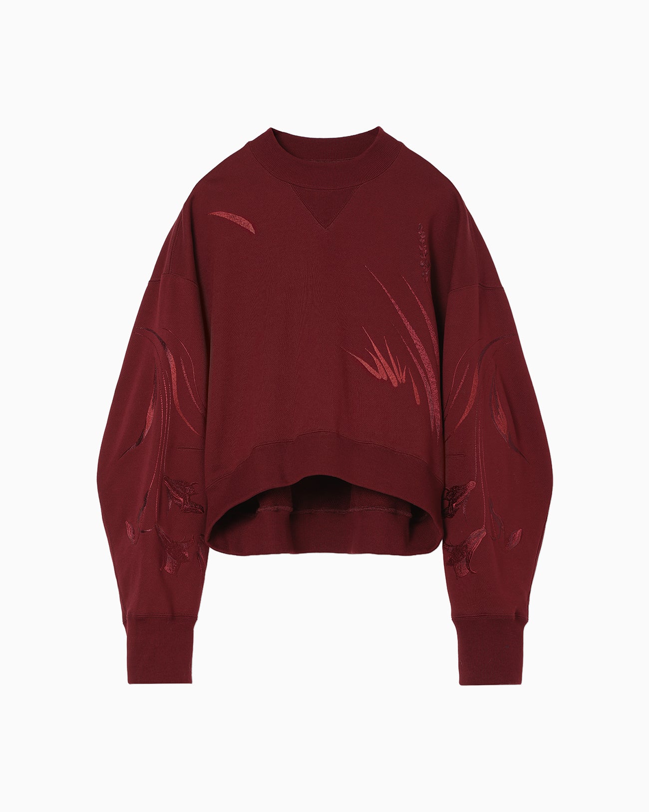 Floral Motif Embroidered Sweatshirts - bordeaux - Mame Kurogouchi