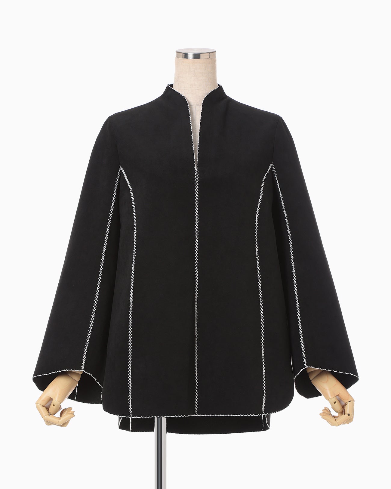 Synthetic Leather Fancy Ftitch Top - black - Mame Kurogouchi