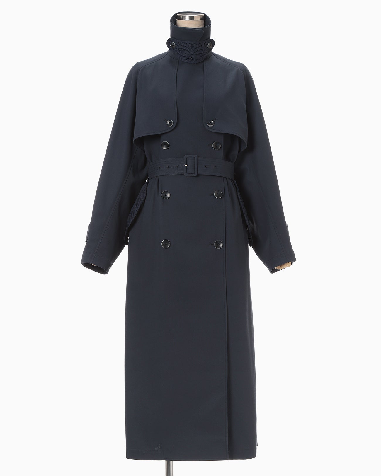 Cording Embroidery Detailed Trench Coat - navy - Mame Kurogouchi