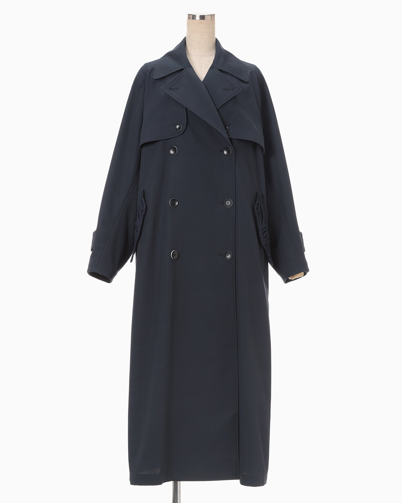 Cording Embroidery Detailed Trench Coat - navy - Mame Kurogouchi