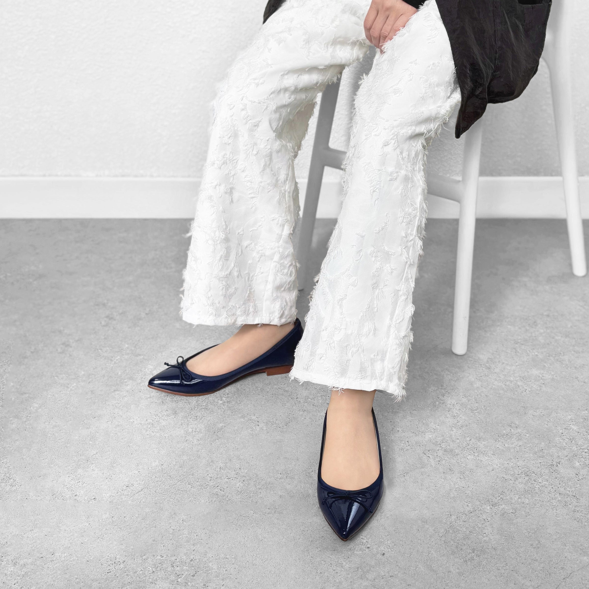 2026SSBI：ポインテッドトゥ フラット バレエシューズ（1333）ネイビー