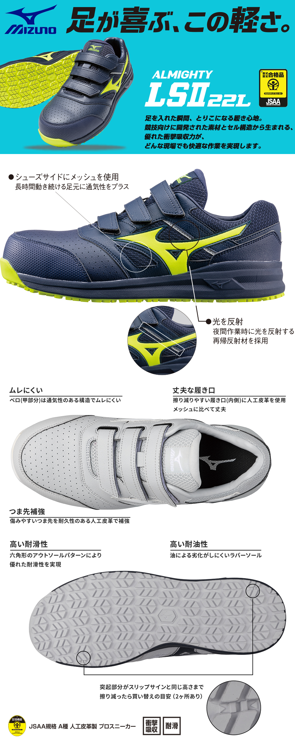 2022年7月ミズノ安全靴オールマイティ LSII 11L、LSII 22L、HW11L新