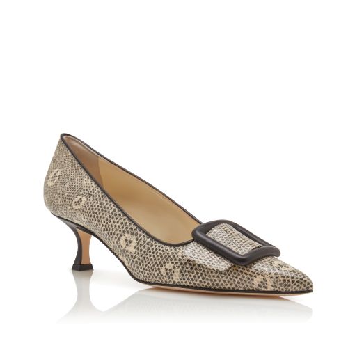 MAYSALEPUMP | Navy Blue Suede Buckle Detail Pumps | Manolo Blahnik