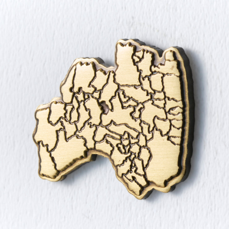 47都道府県ピンバッジ/07福島県 ゴールド/シルバー｜地図グッズ｜Map