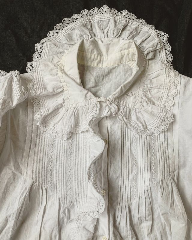 1900'アンティークコットンレースブラウス・丸襟 - MARCHE' DE SOEUR