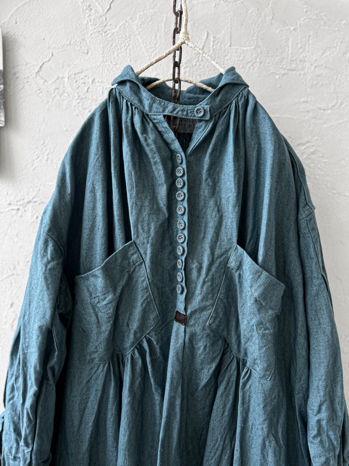 HALLELUJAH／1890's Bourgeron 羊飼いシャツワンピース・turquoise